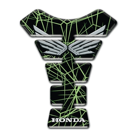 Honda Tank Guard Pads Green Spider Wb Design Silver Logo 