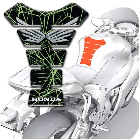 Honda Tank Guard Pads Green Spider Wb Design Silver Logo 