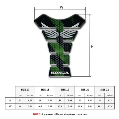Honda Tank Pad Motorbike Black Green Base Silver Logo 
