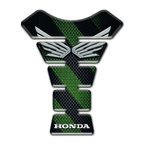 Honda Tank Pad Motorbike Black Green Base Silver Logo 