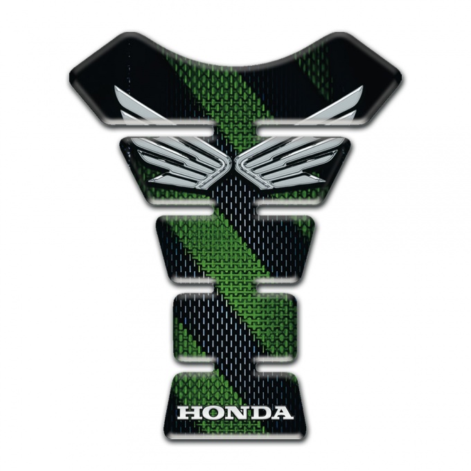 Honda Tank Pad Motorbike Black Green Base Silver Logo 