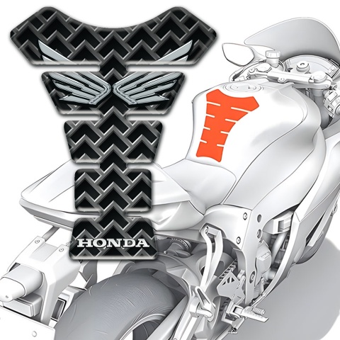 Honda Tank Pad Protector Grid Design Silver Logo 