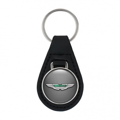 Aston Martin Leather Keychain Carbon Classic Logo