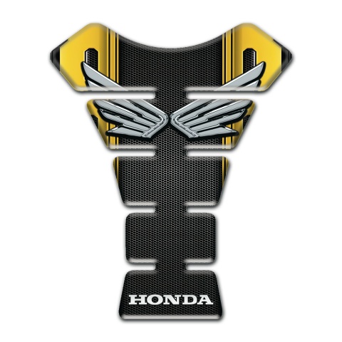 Honda Tank Fuse Blacvk Yellow Design Silver Logo 