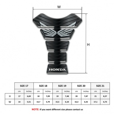 Honda Tank Pad Motorbike Dark Base Edition Silver Logo 