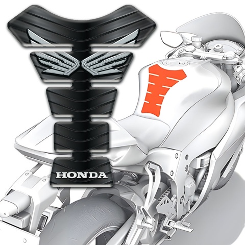Honda Tank Pad Motorbike Dark Base Edition Silver Logo 