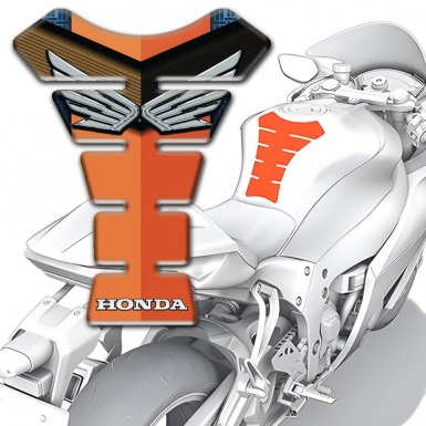 Honda Tank Fuse Orange Motif Style Silver Logo 