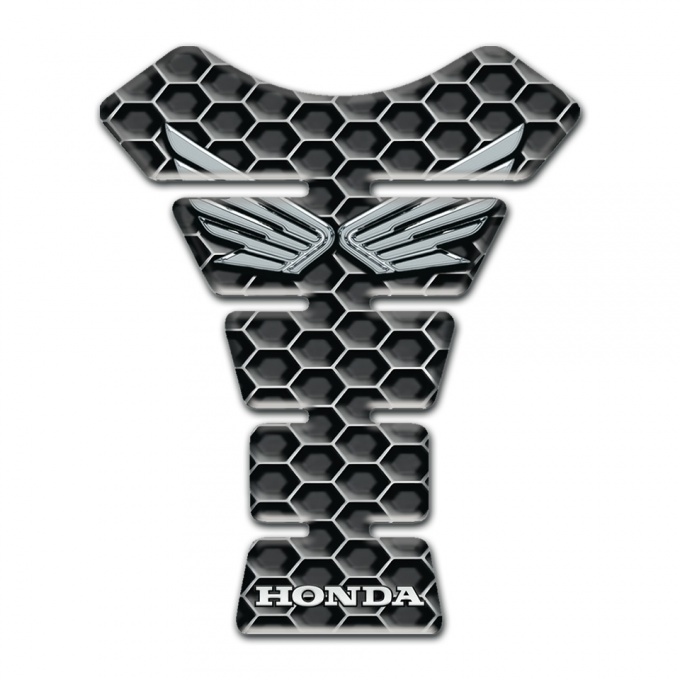 Honda  Tank Protector Grey Honeycomb base Silver Logo 
