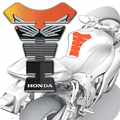 Honda Tank Guard Pads Orange Black Base Silver Logo 