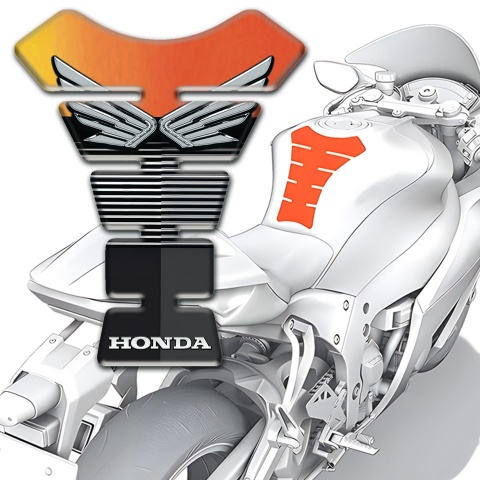 Honda Tank Guard Pads Orange Black Base Silver Logo 