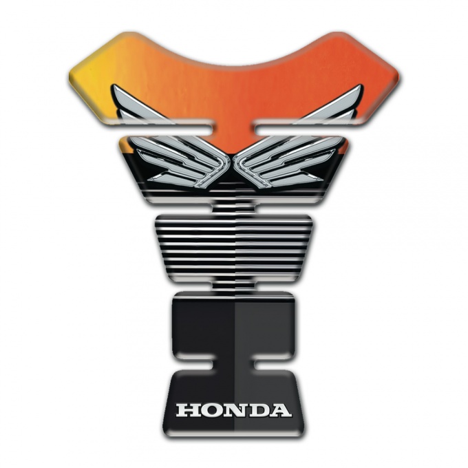 Honda Tank Guard Pads Orange Black Base Silver Logo 