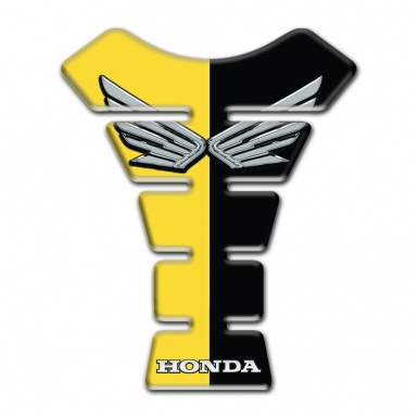 Honda Tank Pad Protector Yellow Black Halves  Silver Logo 