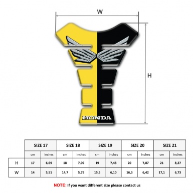 Honda Tank Pad Protector Yellow Black Halves  Silver Logo 