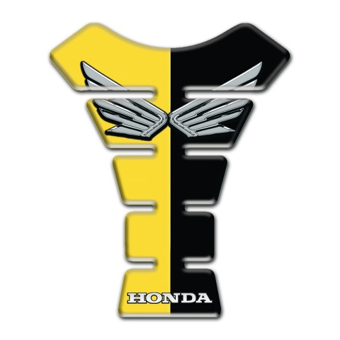 Honda Tank Pad Protector Yellow Black Halves  Silver Logo 
