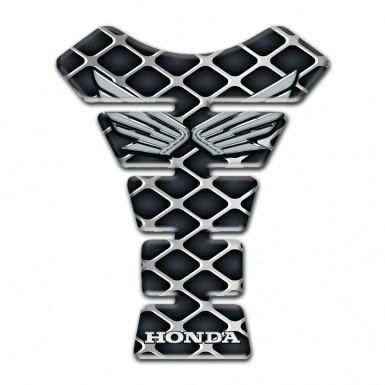 Honda Tank Fuse Grey Grid Design Silver Logo
