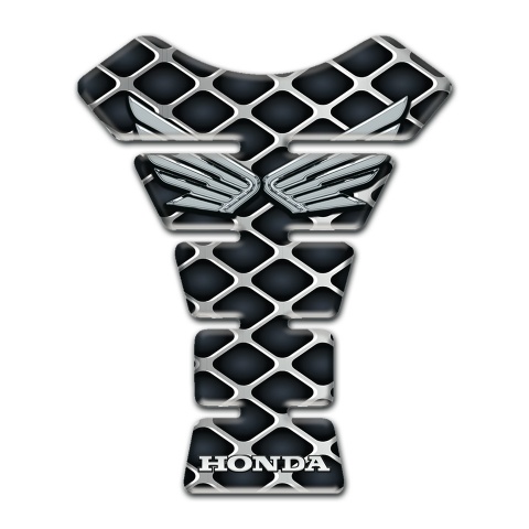 Honda Tank Fuse Grey Grid Design Silver Logo