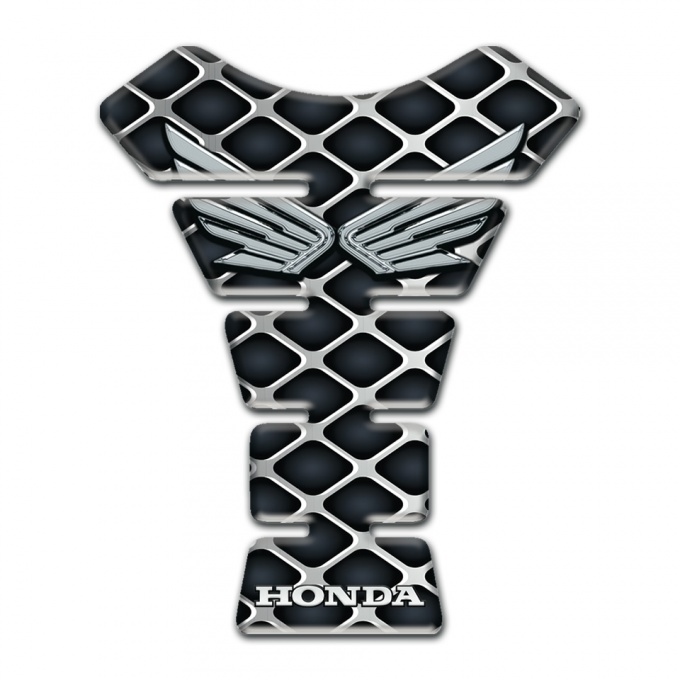 Honda Tank Fuse Grey Grid Design Silver Logo