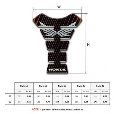 Honda Tank Pad Motorbike Black with Red White Stripes Base Silver Logo 