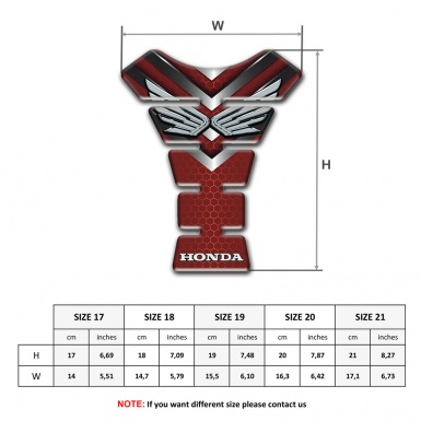 Honda Tank Guard Pads Red Hexagonal Design Base Silver Logo 