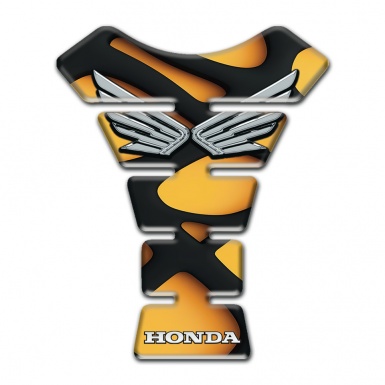 Honda Tank Pad Motorbike Black Yellow Decoration Background Silver logo 