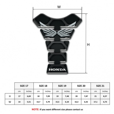 Honda Tank Fuse dark Base Design Silver Wings Logo 