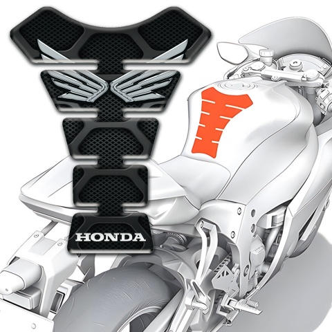 Honda Tank Fuse dark Base Design Silver Wings Logo 