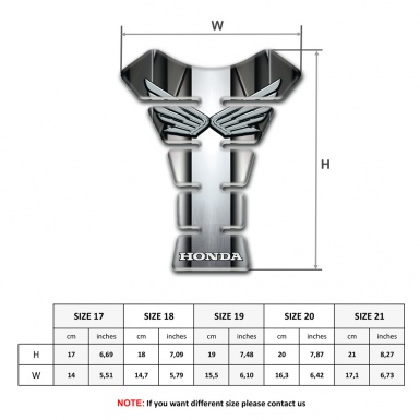 Honda Tank Pad Motorbike Metal Effect Base Silver Logo Style 