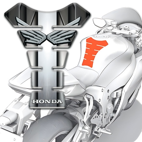 Honda Tank Pad Motorbike Metal Effect Base Silver Logo Style 