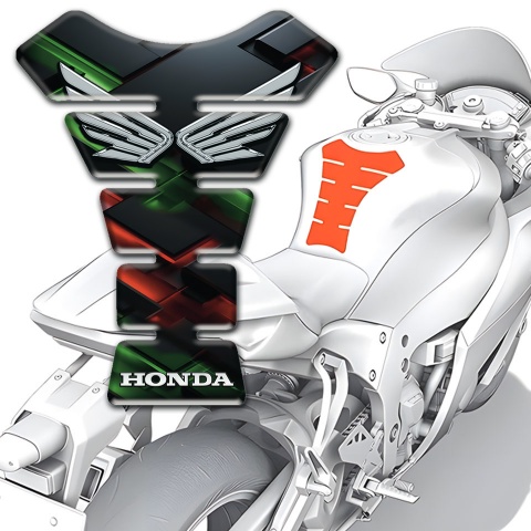 Honda Tank Guard Pads Black Base with Green Red Nuance 