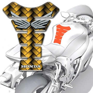 Honda Tank Fuse Yellow Braid Effect Silver Logo Style 