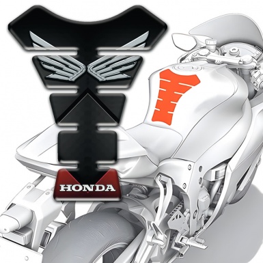 Honda Tank Pad Motorbike Silver Wings Logo Style High-Quality Sticker 