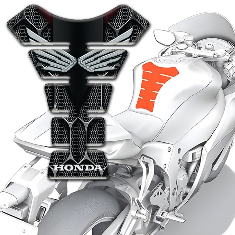Honda Tank Guard Pads 3D Design base and Silver Logo 