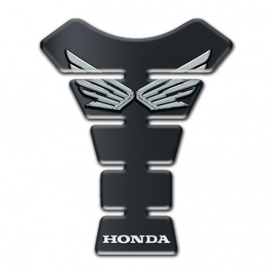 Honda  Tank Pad Motorbike Silver Wings logo And Dark Base Design 