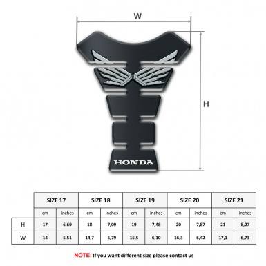 Honda  Tank Pad Motorbike Silver Wings logo And Dark Base Design 