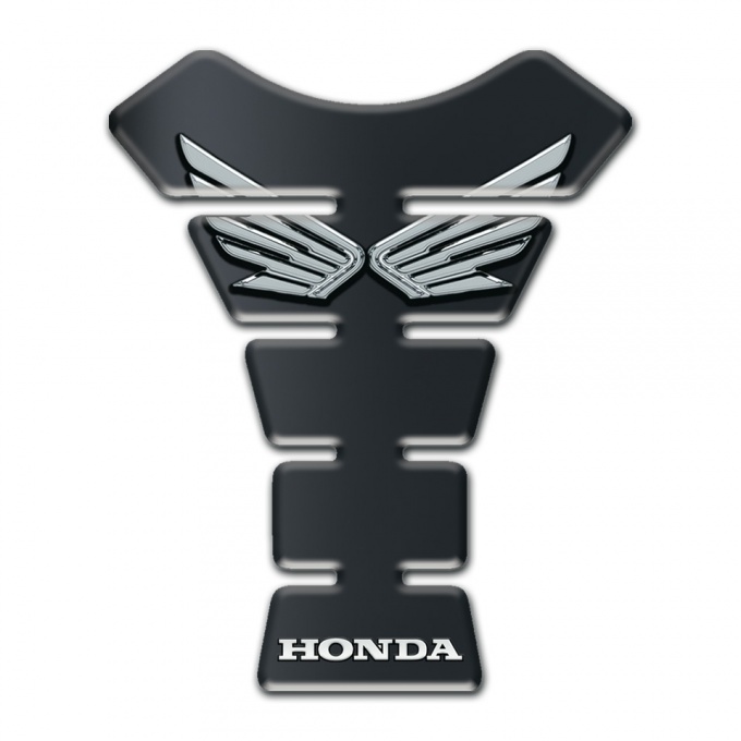 Honda  Tank Pad Motorbike Silver Wings logo And Dark Base Design 