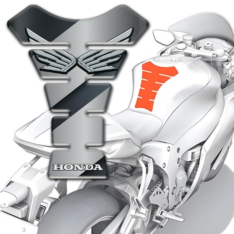 Honda Tank Protector Silver Fly Logo and Grey Black Base 