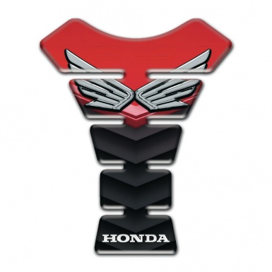 Honda Tank Guard Pads Silver Fly Logo Style and Red black base Design 