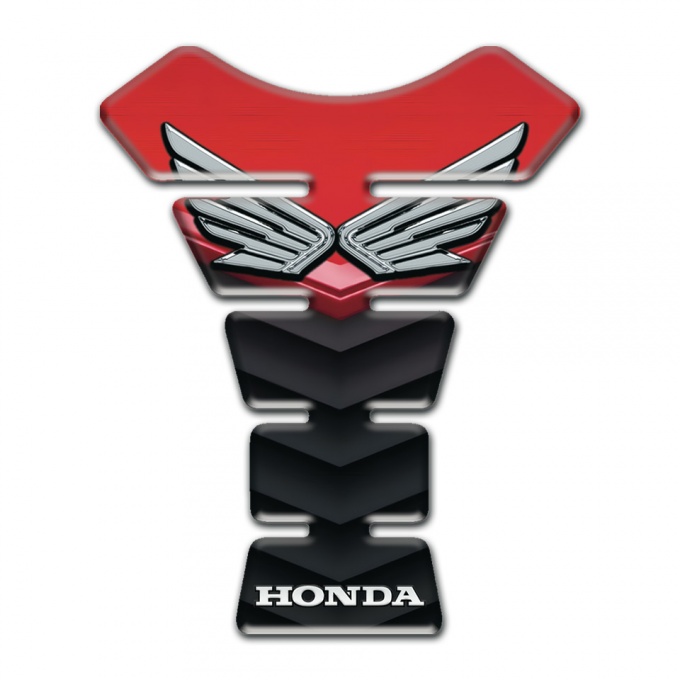 Honda Tank Guard Pads Silver Fly Logo Style and Red black base Design 