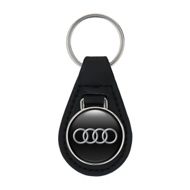 Audi Leather Key Fob Black Classic 3D Logo