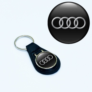 Audi Leather Key Fob Black Classic 3D Logo