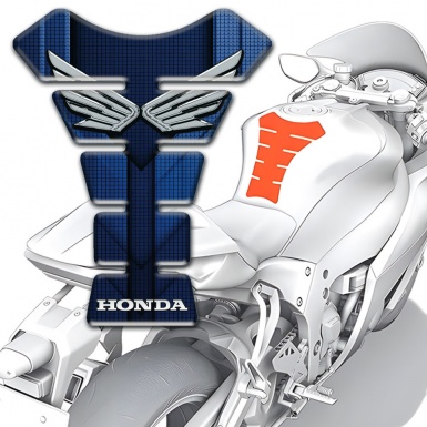 Honda Tank Pad Protector dark Blue Base Design Silver Fly Logo Style 