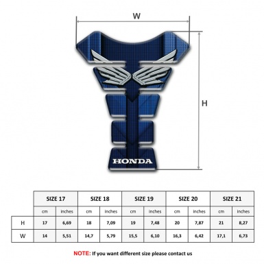 Honda Tank Pad Protector dark Blue Base Design Silver Fly Logo Style 