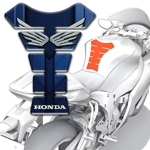 Honda Tank Pad Protector dark Blue Base Design Silver Fly Logo Style 