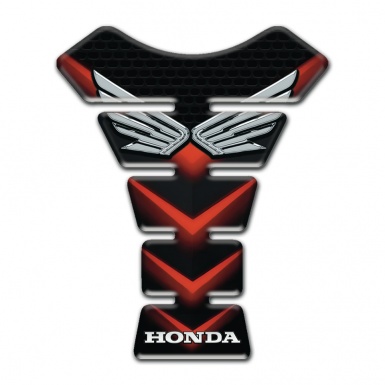 Honda Tank Pad Motorbike Black with Red V Shape Details Design 