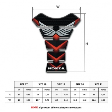 Honda Tank Pad Motorbike Black with Red V Shape Details Design 