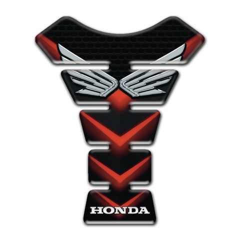 Honda Tank Pad Motorbike Black with Red V Shape Details Design 