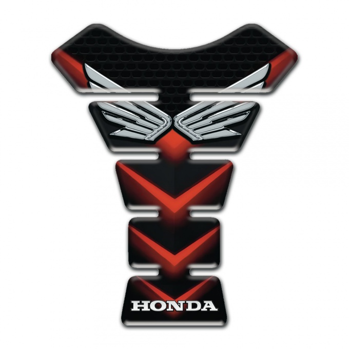 Honda Tank Pad Motorbike Black with Red V Shape Details Design 