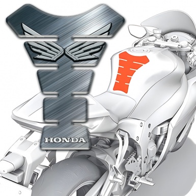 Honda Tank Guard Pads Matt Grey Base Design Silver Logo Edition 