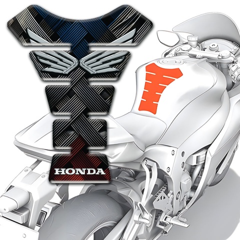 Honda Tank Pad Motorbike Dark Crossed Fibers Design 