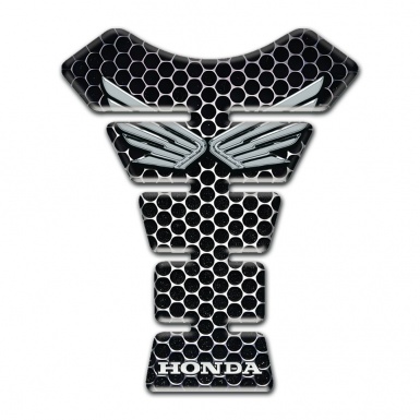 Honda Tank Protector Silver Logo Design Perforated Steel Base 